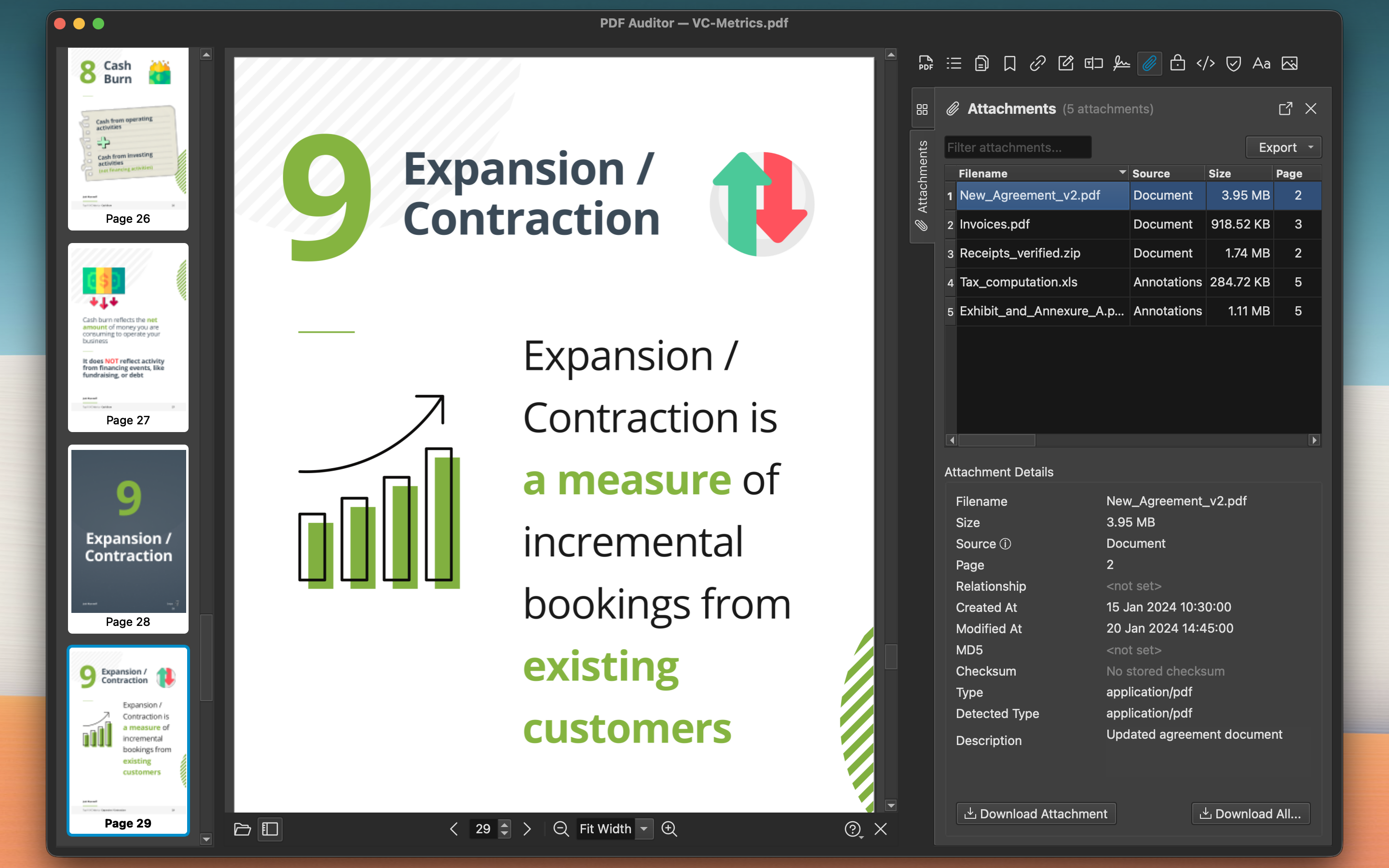 Attachments viewer with checksum validation